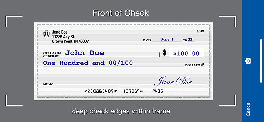 Step 4a: Snap a photo of the front of the check.