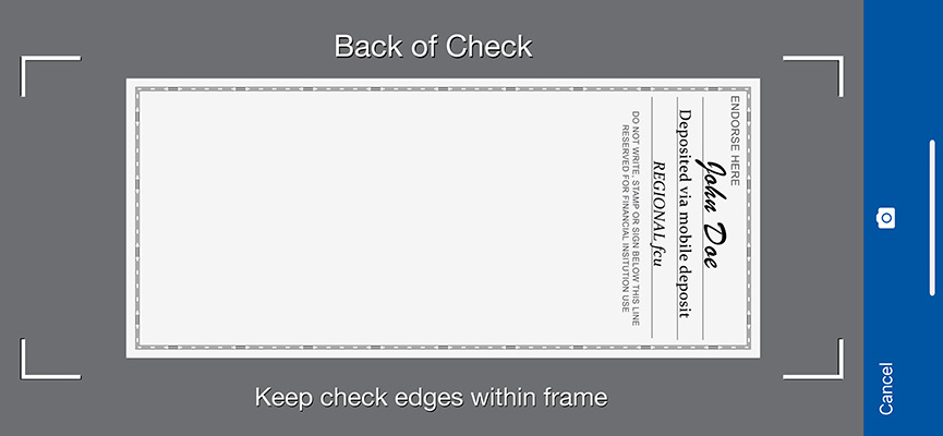 Step 4b: Snap a photo of the back of the check.